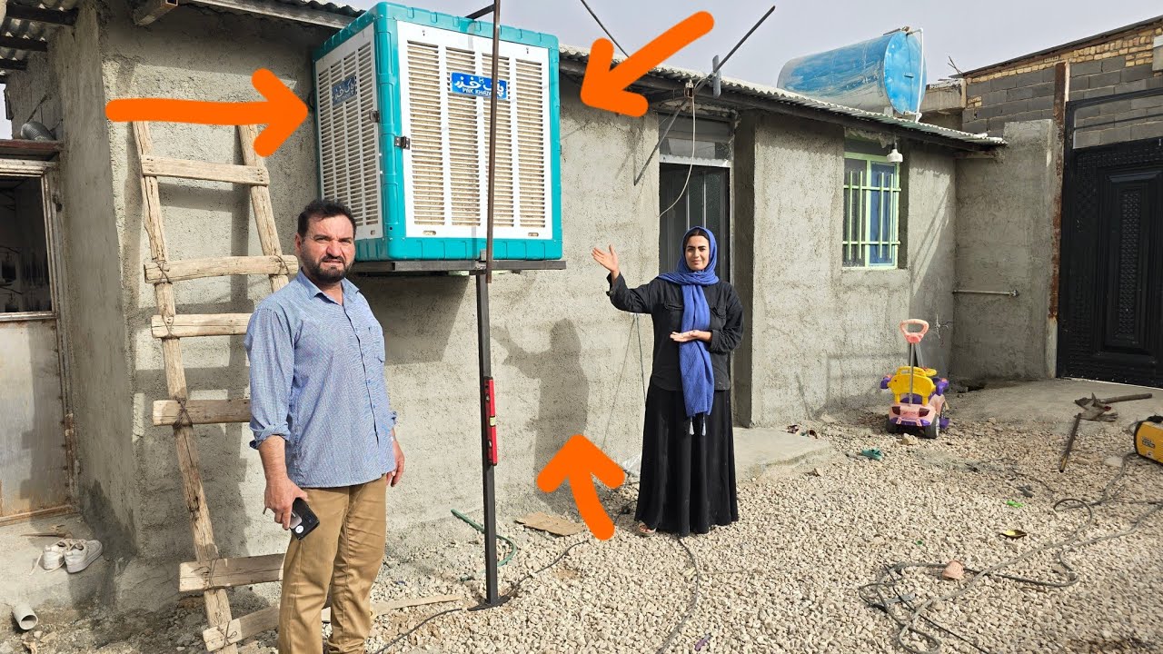 😍Buying an air conditioner and installing it in Parisa's rural home