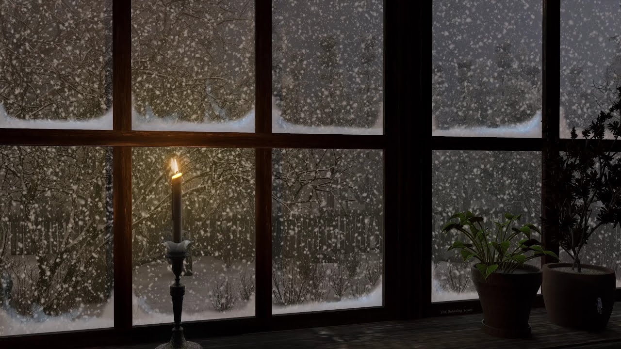 24/7 Ambiance felt from the window of the cabin on a snowy winter | Snowstorm | Blizzard