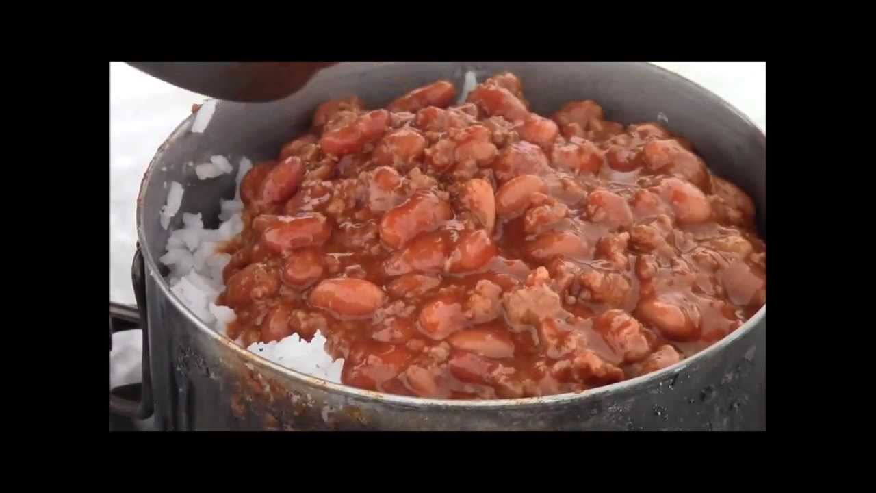 Using the Firebox Stove to cook Chili Cheese on Rice.