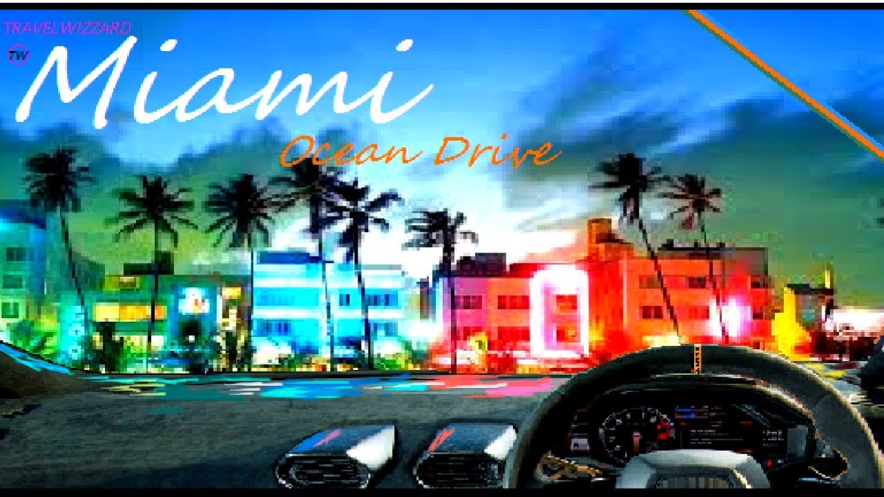 DRIVING - Miami South Beach in 4K - SUNSET DRIVE - Ocean Drive (Real Sound)