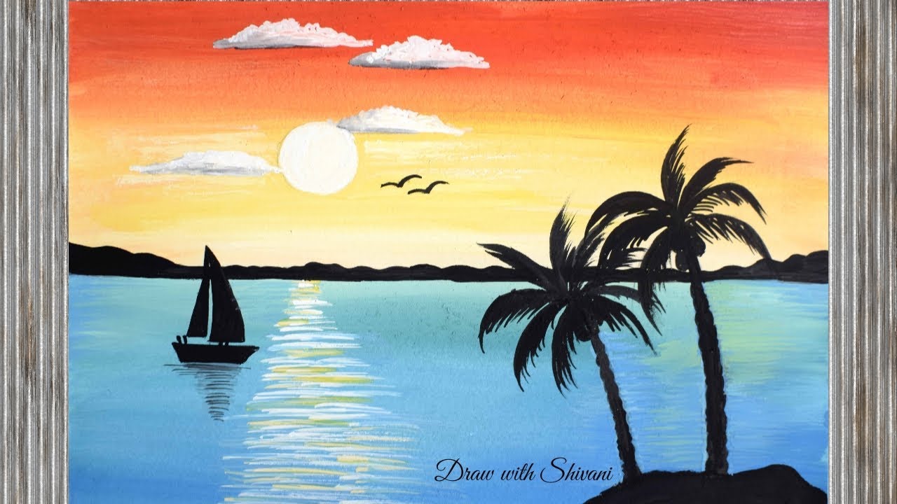 Easy Landscape Painting using Poster Colors