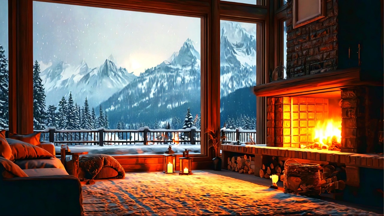 Winter Mountain Lodge – Serene Alpine Views & Cozy Fireplace Ambience