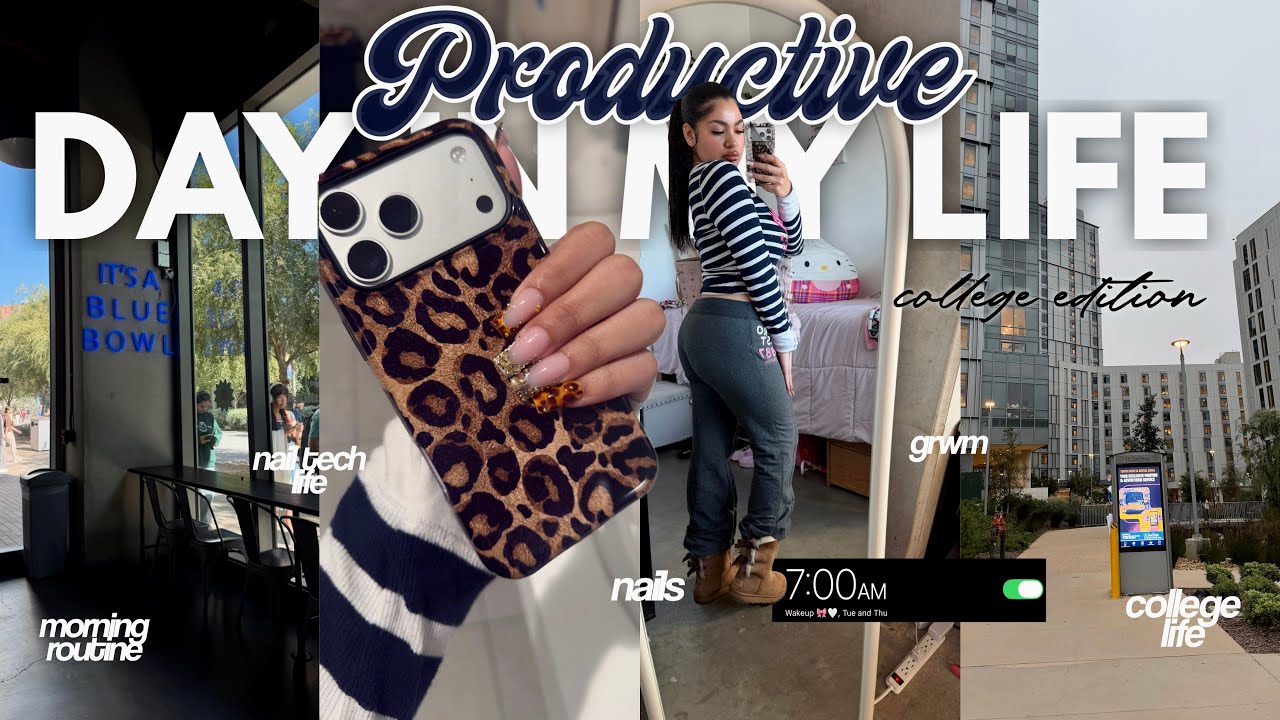 A Day in the Life of a College Student ♡ Nail Tech & Content Creator Edition