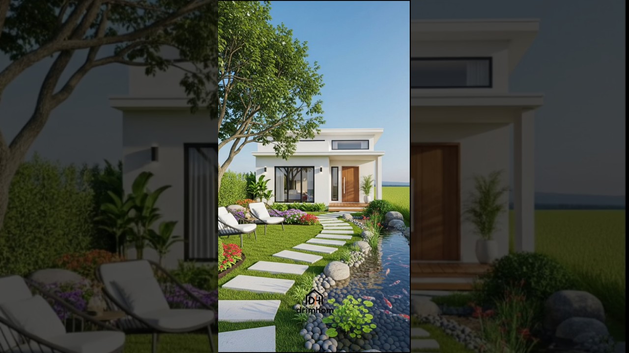 Modern Tropical House with Garden and Side Pond