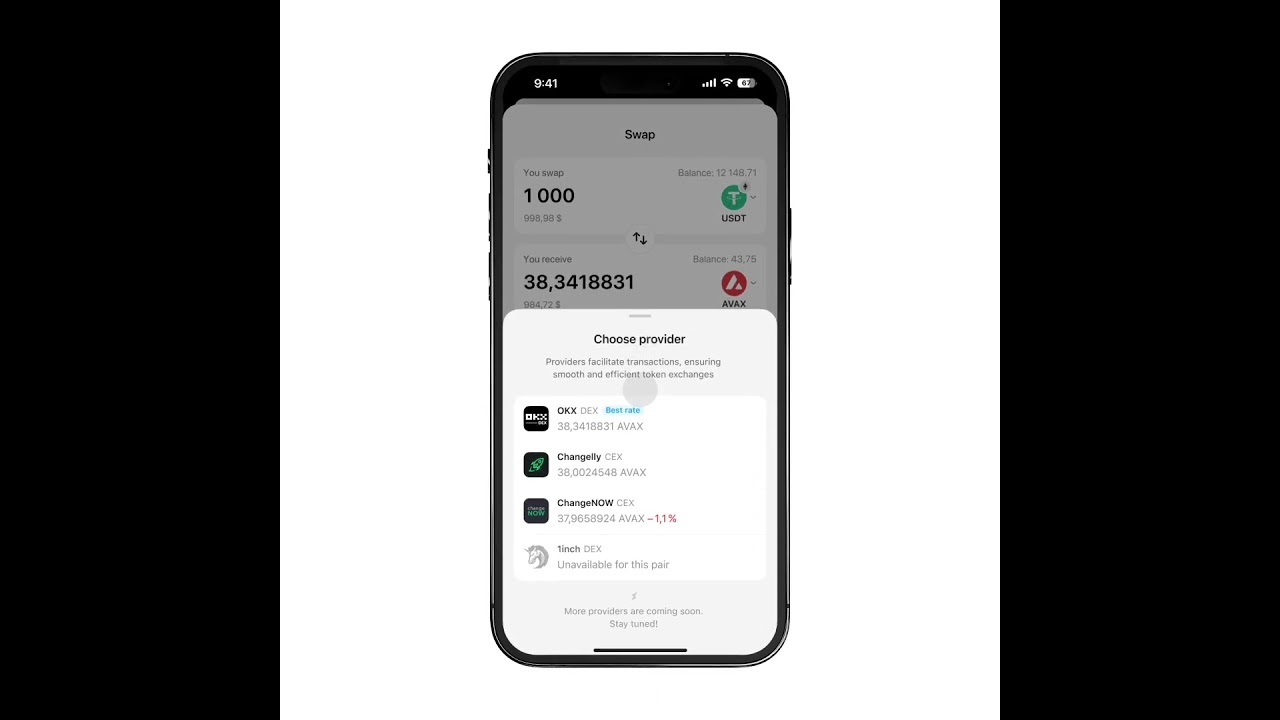 Swap crypto with OKX DEX / Tangem Wallet