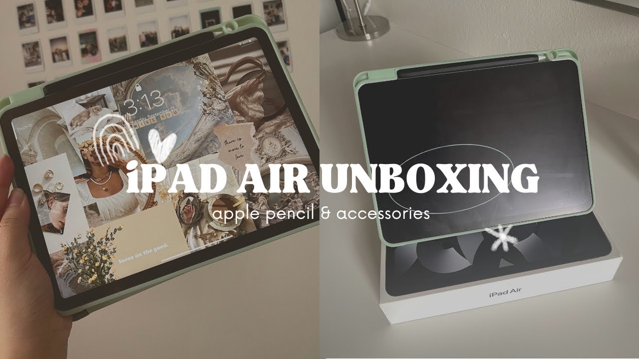 iPAD AIR 5 (SPACE GRAY) UNBOXING || apple pencil & accessories ♡