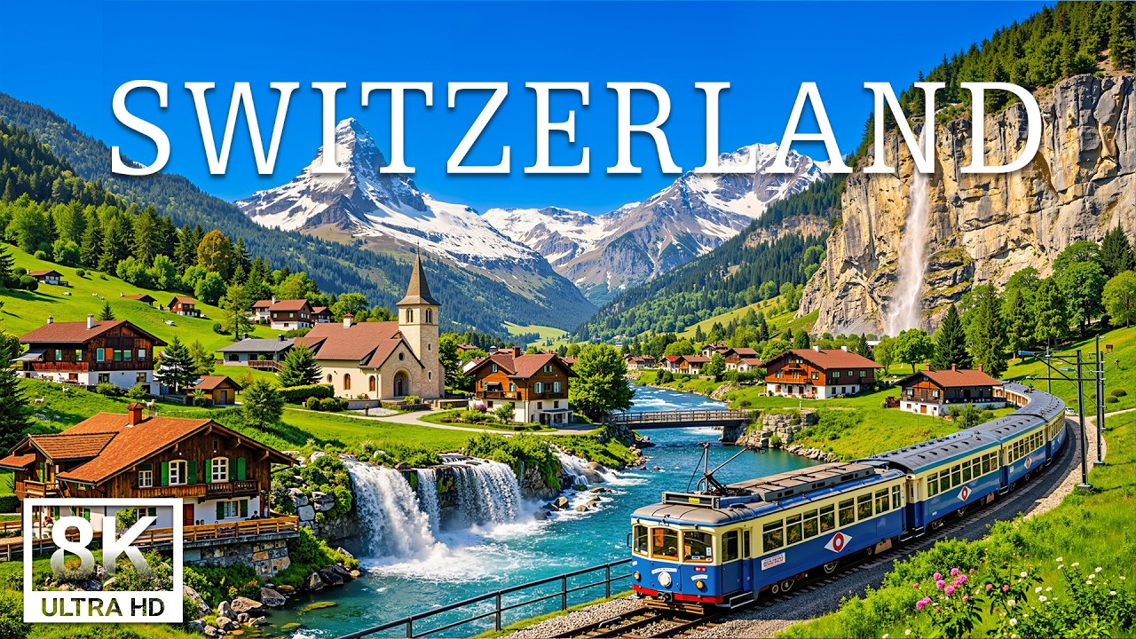 Schweiz 8K | Schweiziska Alperna, Kristallsjöarna och sagolika byar – Scenisk naturfilm