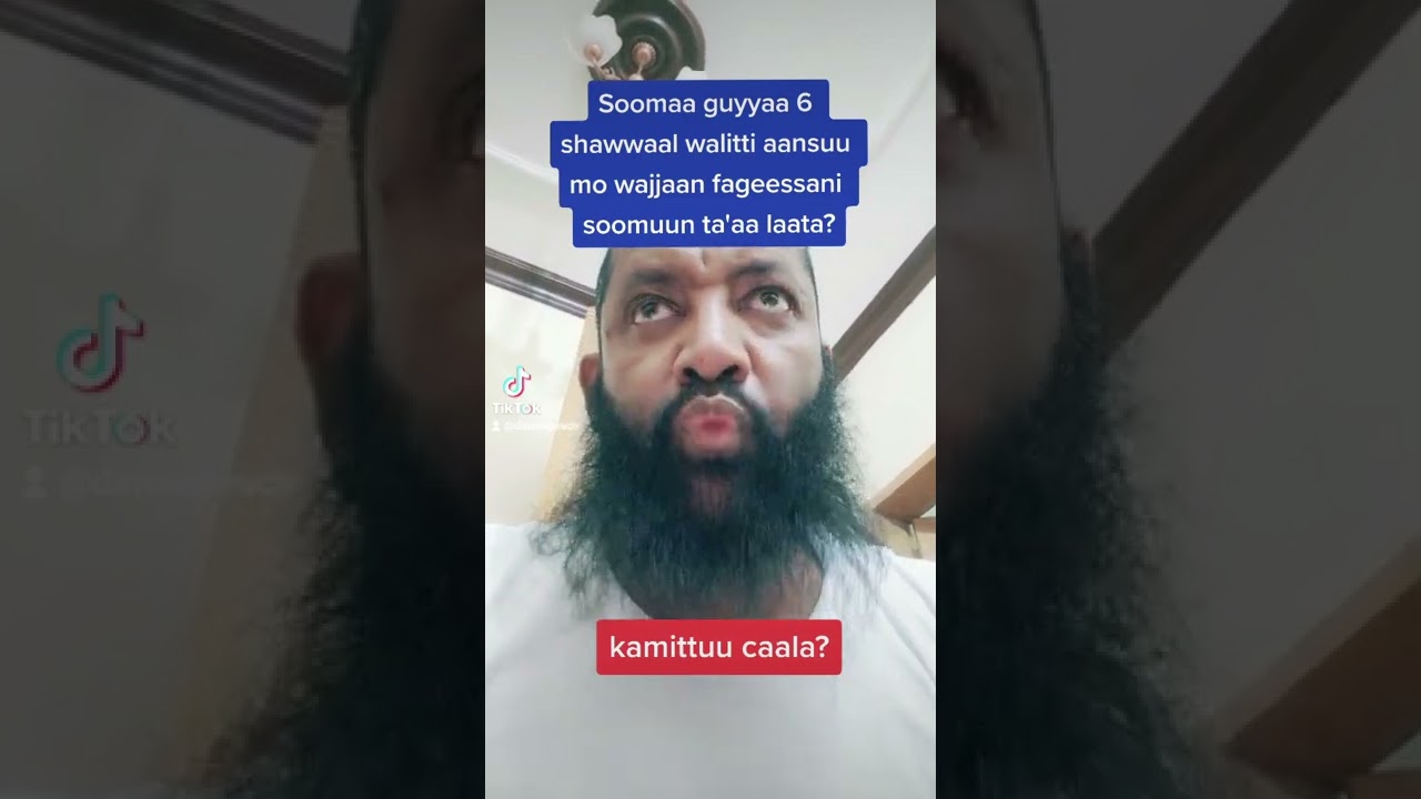 Soomaa guyyaa 6 shawwaal walitti aansuu mo wajjaan fageessani soomuun ta'aa laata?