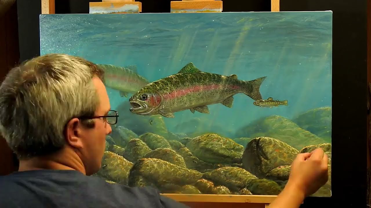 🎣OIL PAINTING TIMELAPSE | &ldquo;Caddis Cruisers