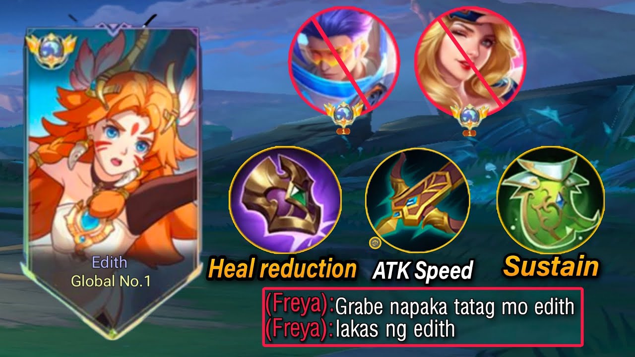 EDITH GLOBAL  SUSTAIN BUILD 🤔|| EDITH BEST BUILD & EMBLEM (MLBB)