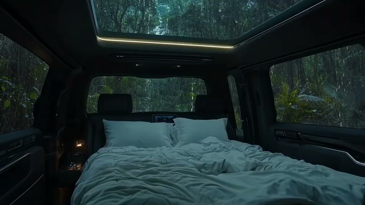 3 Hours⚡️ Camper Van Forest Rain for Stress Relief