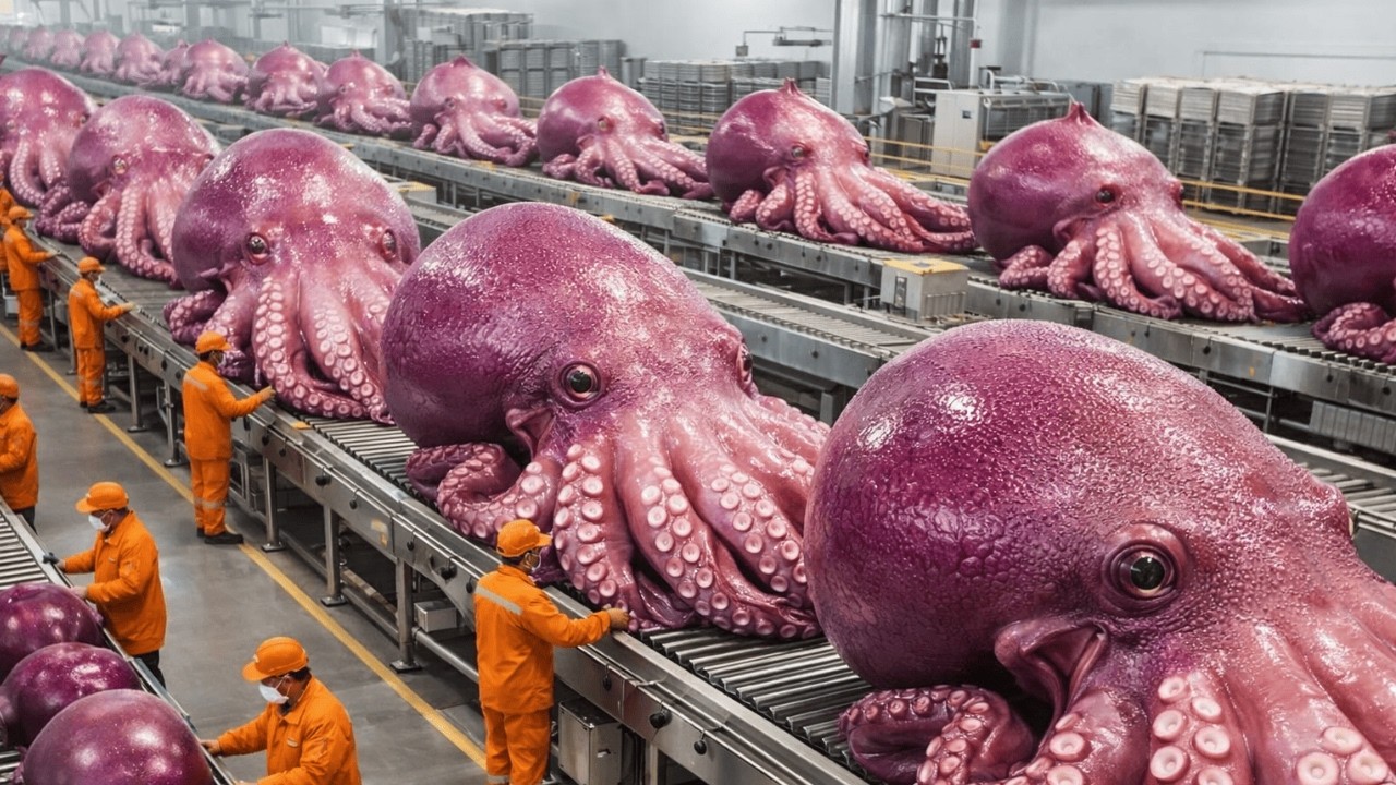 How Giant Octopus Is Processed in Factories | From Ocean to Food