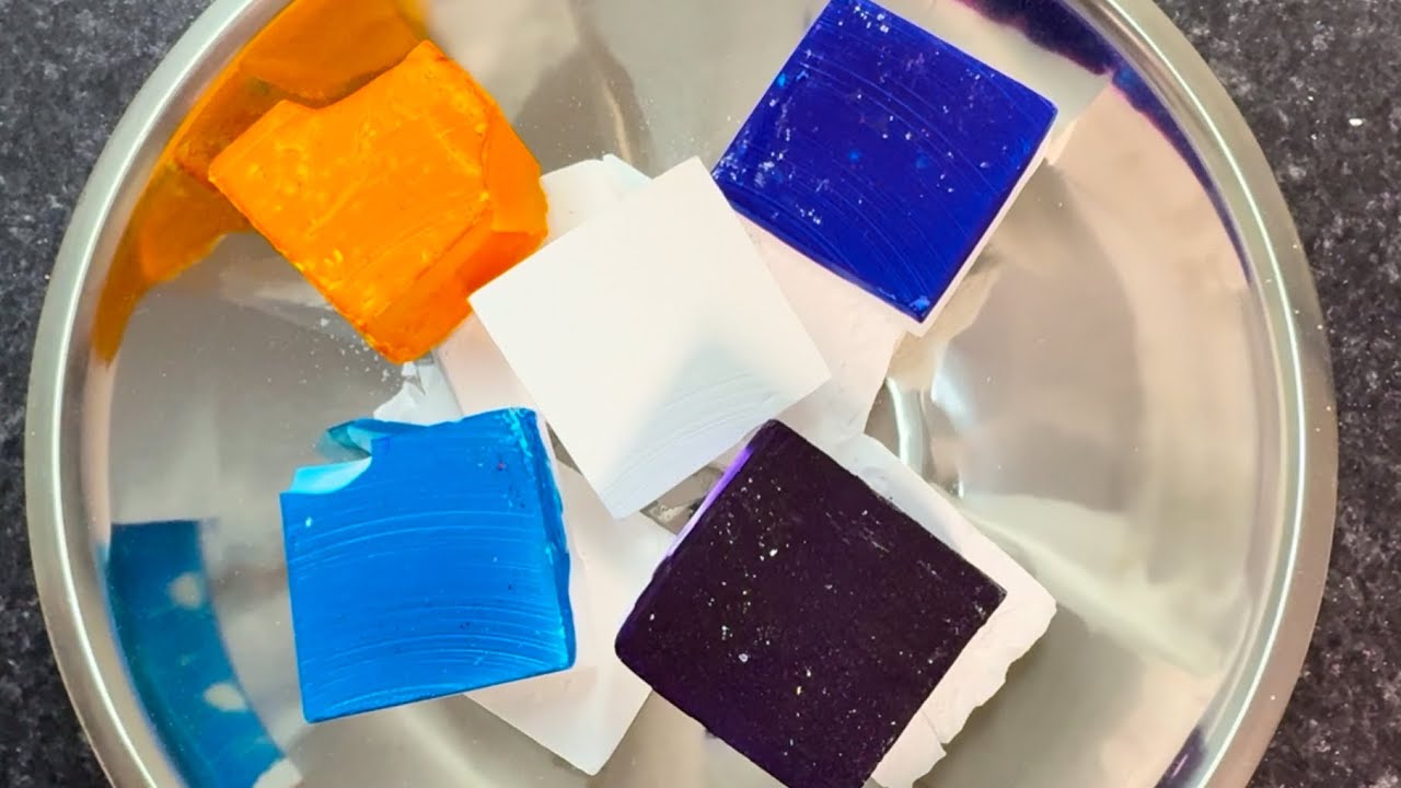 Bowl of Goodies 🥰 Dyed Blocks, Freshies & Chalk Shard Bonus 💙💜💛 Gym Chalk ASMR