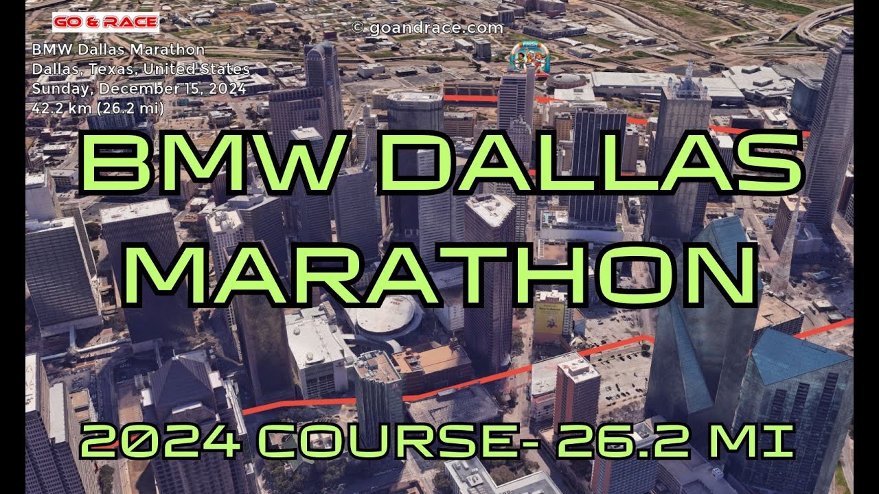 BMW Dallas Marathon (2024): fly over the marathon course! Video of the race path.
