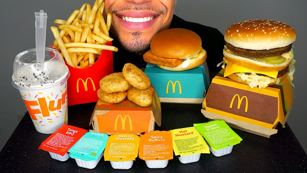 ASMR MCDONALD'S MUKBANG BIG MAC OREO MCFLURRY FRIES CHICKEN NUGGETS EATING SHOW JERRY *BIG BITES*