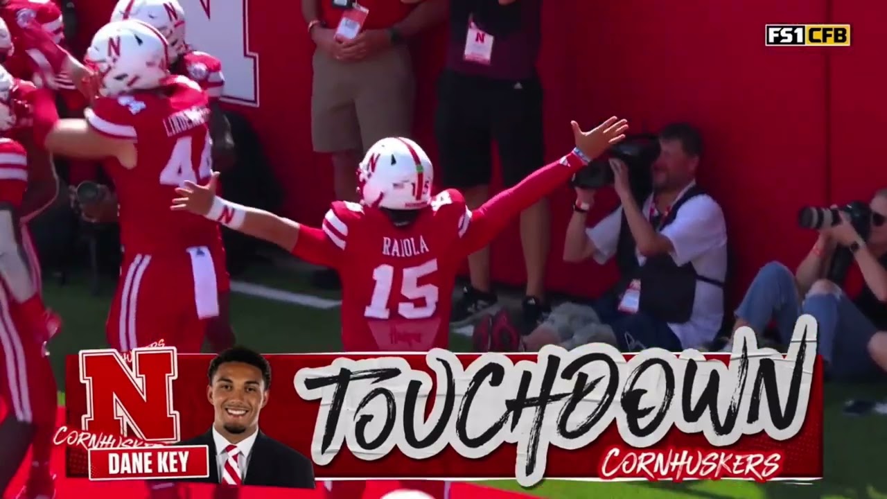 Dylan Raiola touchdown pass to Dane Key Nebraska Husker Football vs Houston Christian 9/13/25