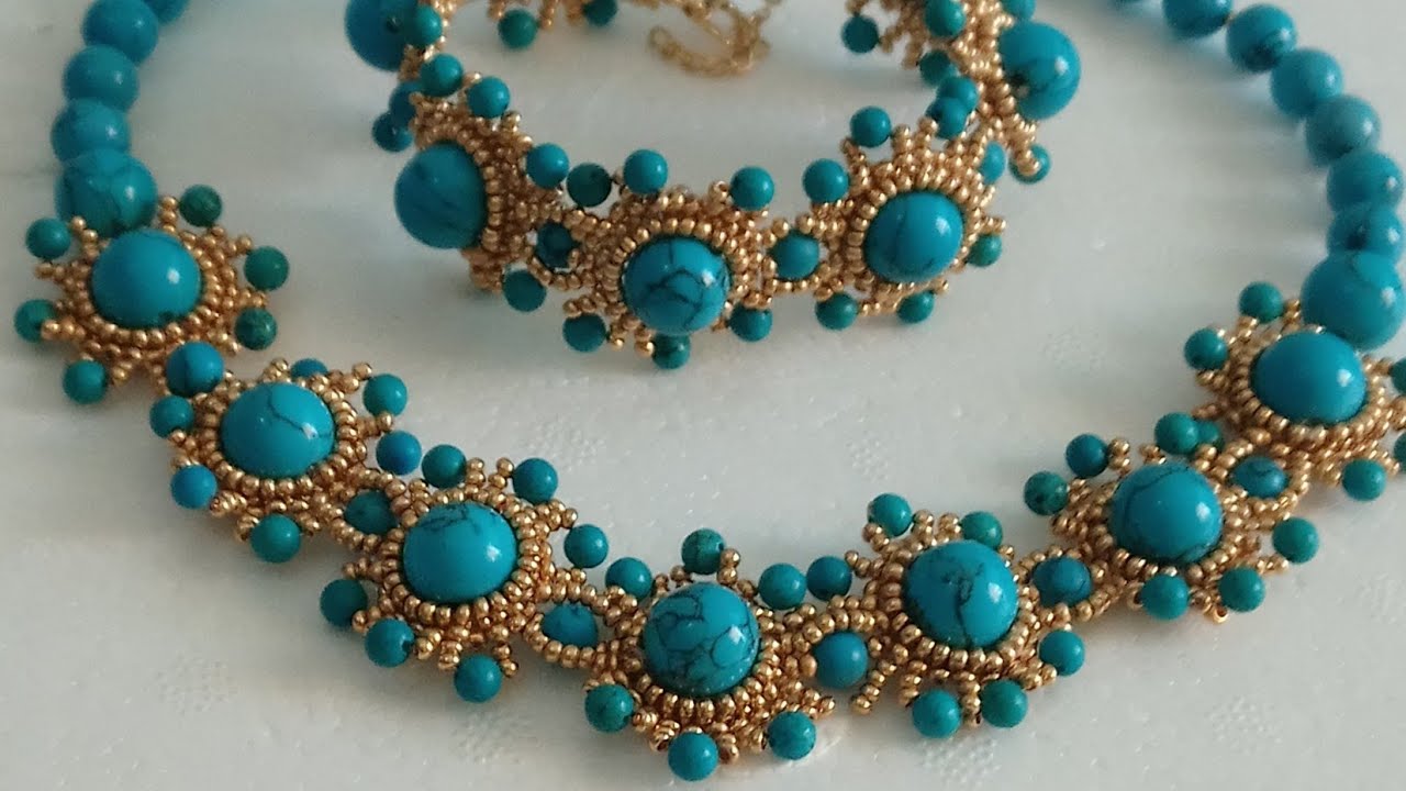 Tuğla Tekniği ile Yapılan Turkuaz Bileklik |  Brick Stitch Turquoise Bracelet Tutorial