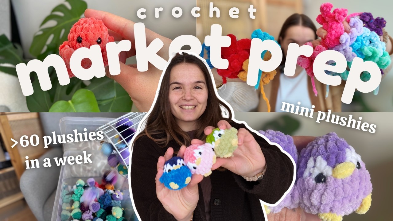 Making 200 Mini Plushies in 30 Days… Week 1 Results 🧶🧸 Crochet market prep vlog