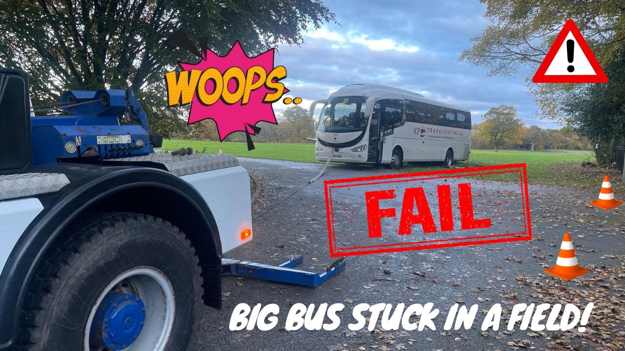 HUGE BUS GOT STUCK IN A FIELD! HGV RECOVERY UK