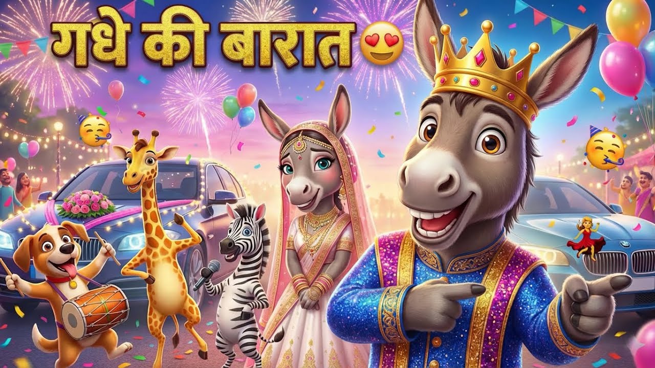 गधे की निकली बारात | Gadhe Ki Barat | Animal Wedding Song | Cartoon Rhymes | Hindi 