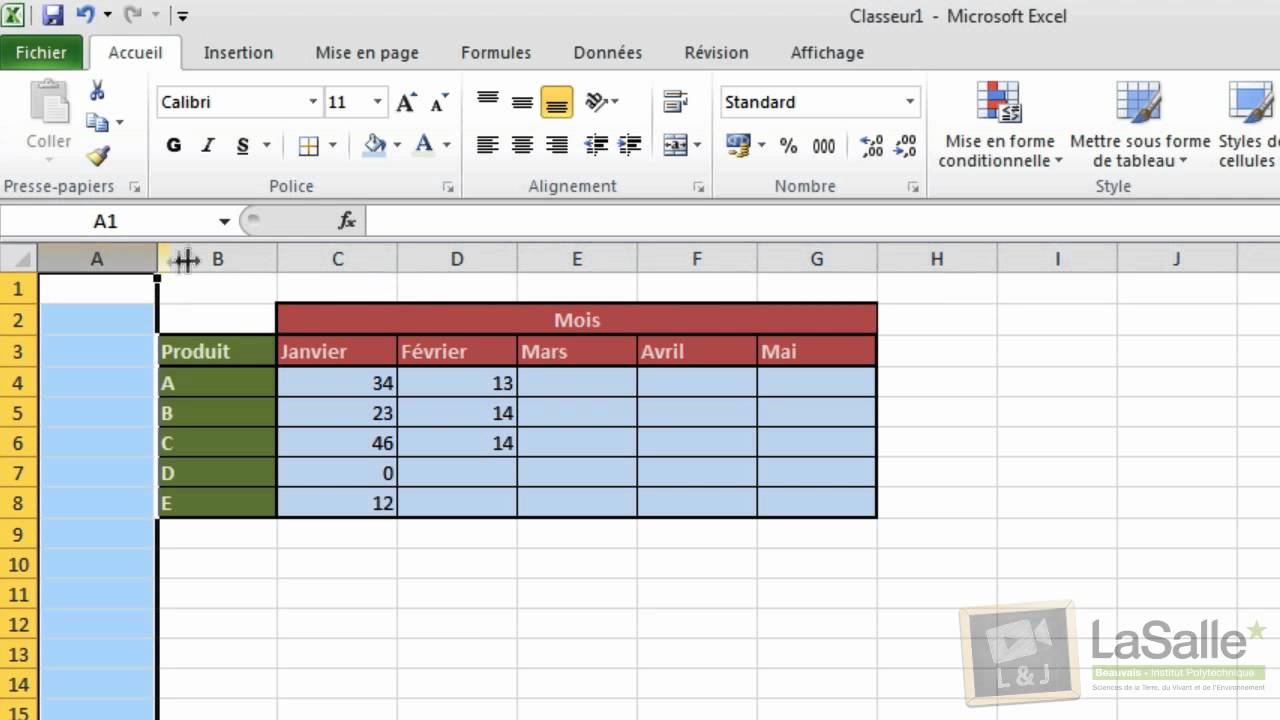 Microsoft Excel 2010 - Mise en forme de tableaux #E04
