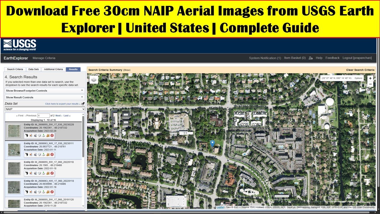 Загрузите бесплатные аэрофотоснимки NAIP 30 см от USGS Earth Explorer | США | Полное руководство