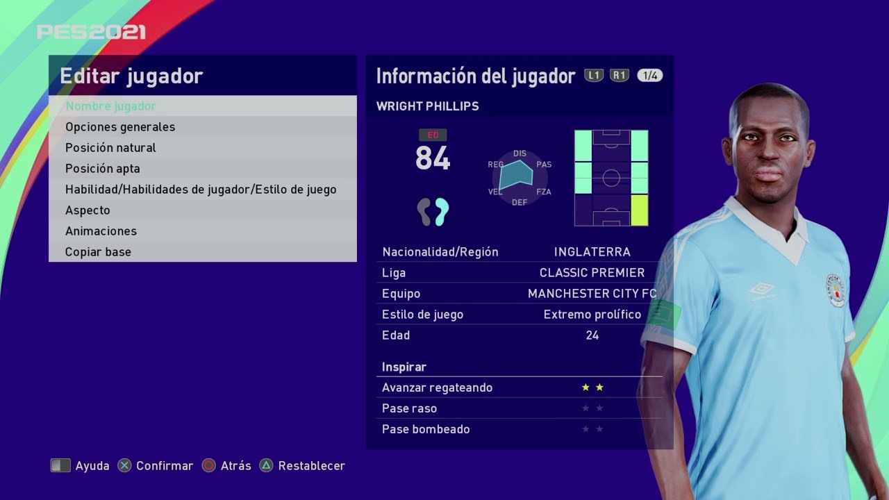 Shaun Wright-Phillips - PES Clasico (Face, Body& Stats)