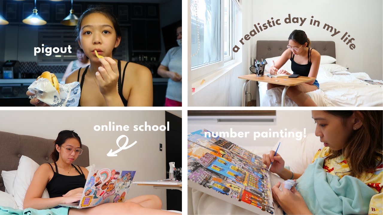 *realistic* day in my life: painting, school work, night routine + new skin care product? | Joella ♡