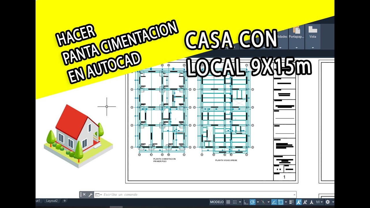 Como Hacer Planta de Cimentacion en autocad, Lineam