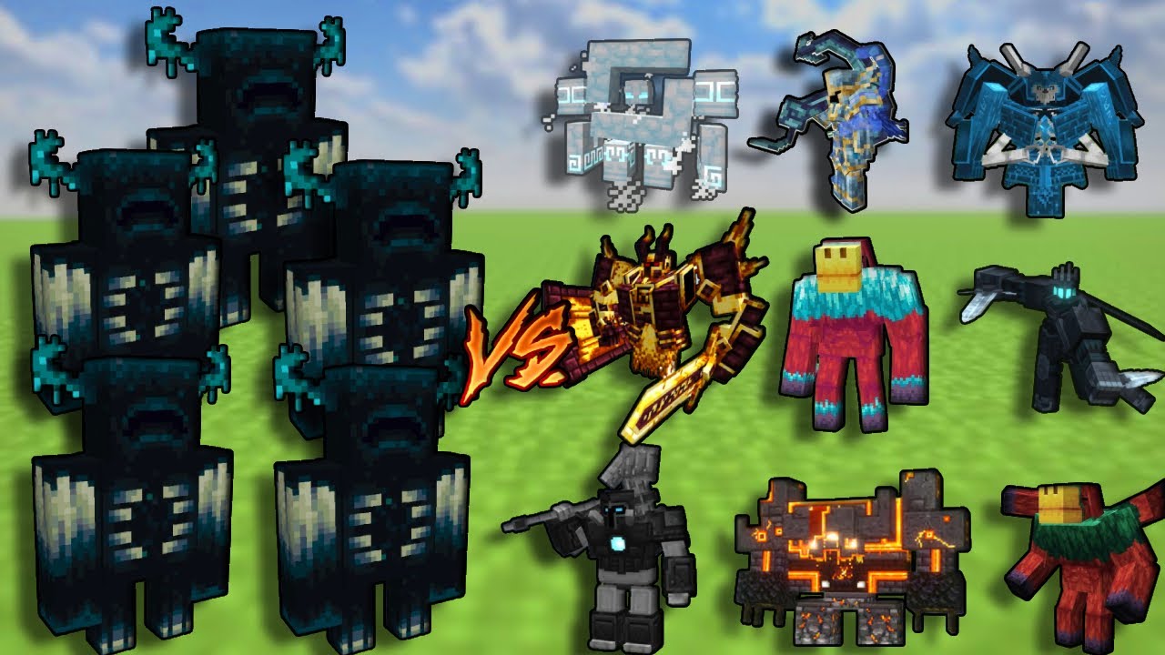 WARDEN X5 Vs 9 STRONGEST Bosses | Minecraft Mobbattle