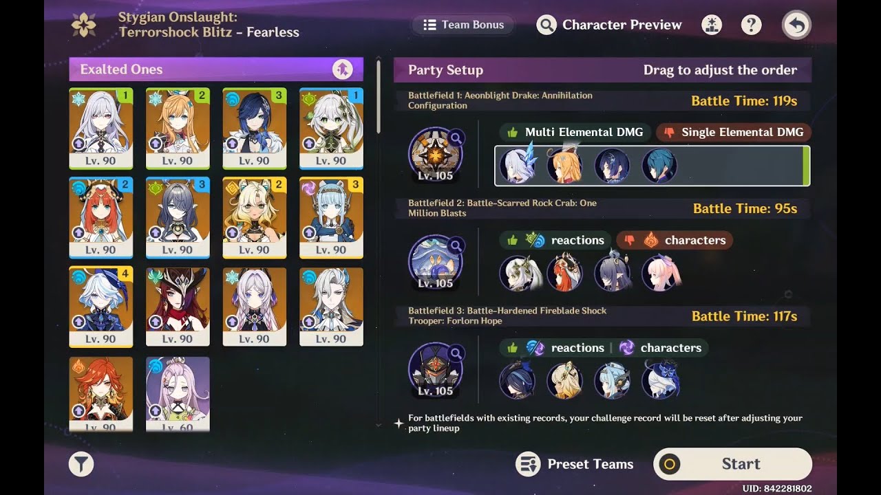 Luna I Stygian Fearless Clear - Skirk Freeze / Nilou Bloom / Clorinde Electro-Charged