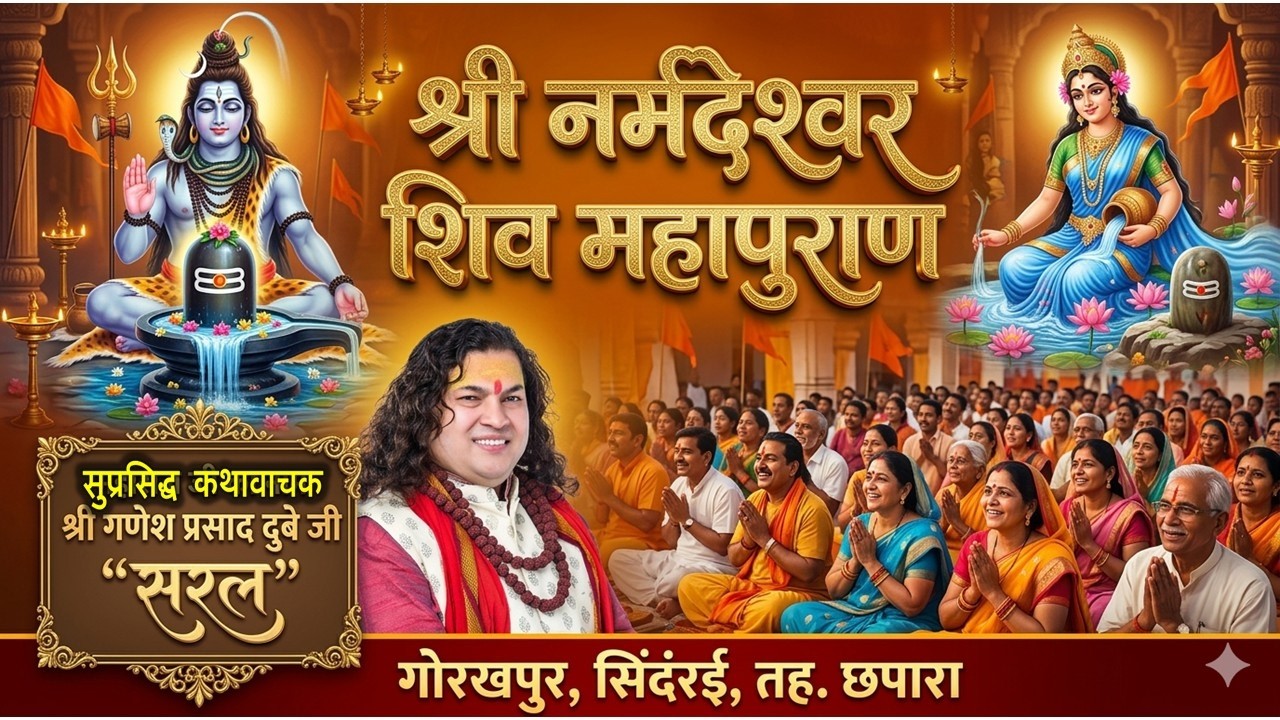 श्री नर्मदेश्‍वर शिव महापुराण , गोरखपुर, सिदंंरई तह. छपारा  @ShriGaneshPrasadDubeyJiSaral #shanti
