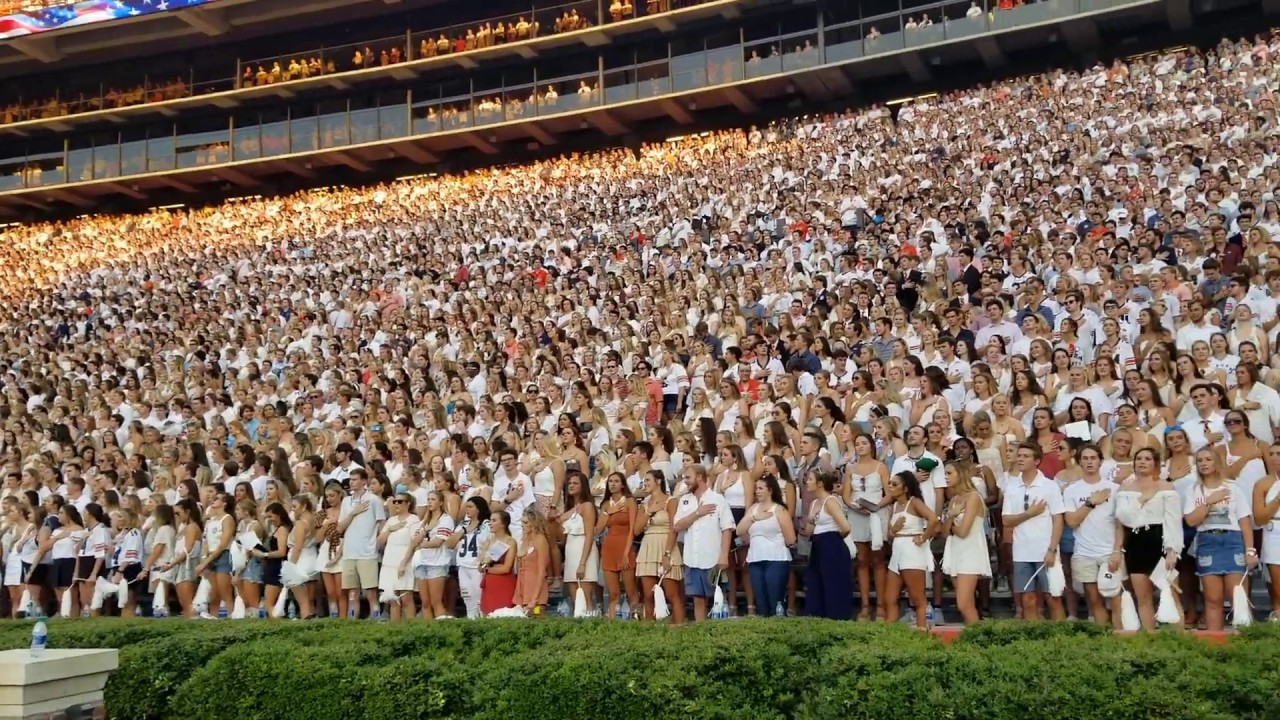 Student section sings National Anthem, flyover at Auburn - Tulane game