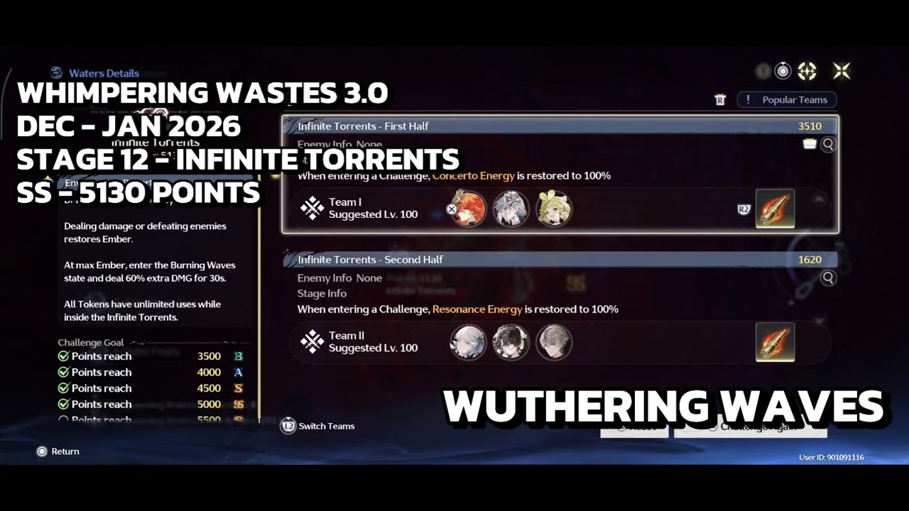 [Wuthering Waves Event] Whimpering Wastes 12 - Infinite Torrents - January 2026 - New WhiWa 3.0 - SS