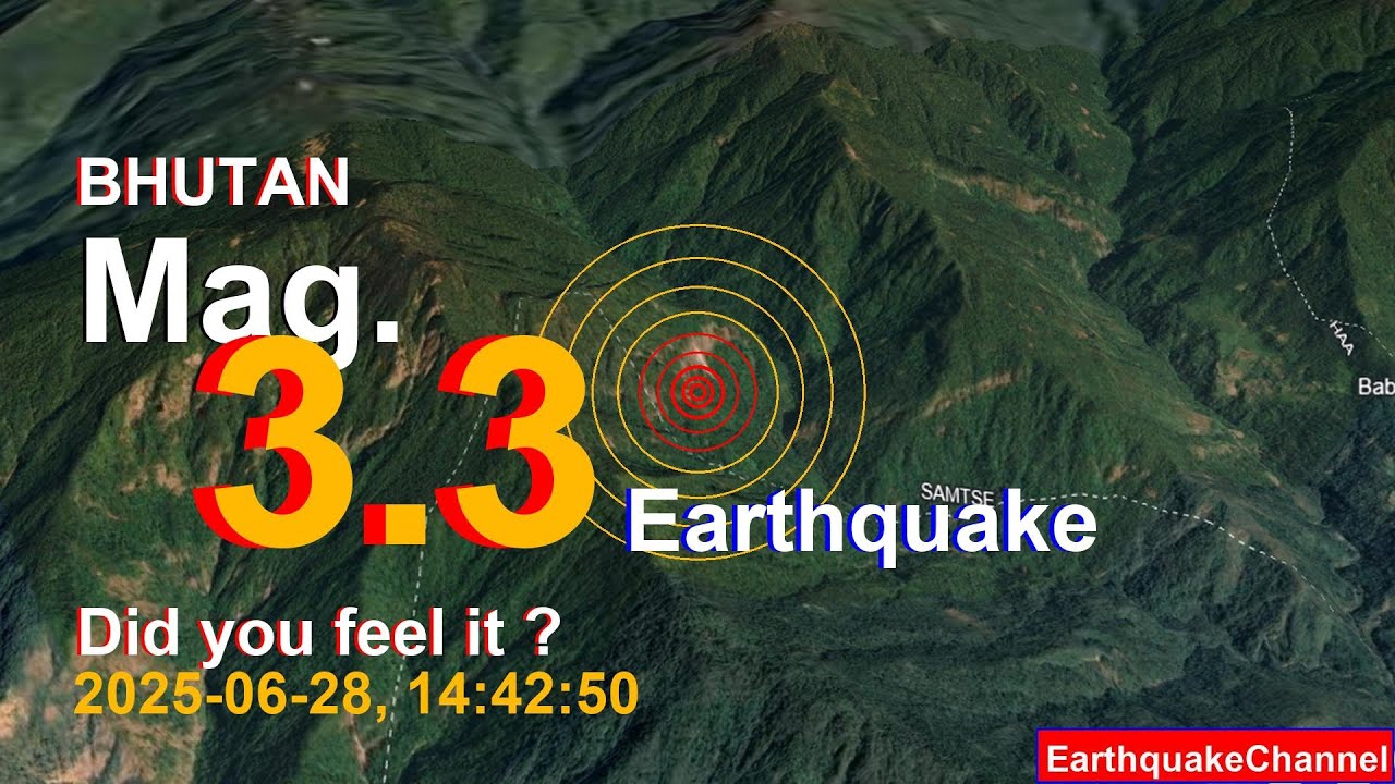 bhutan Earthquake today now 2025-06-28, at 14:42:50