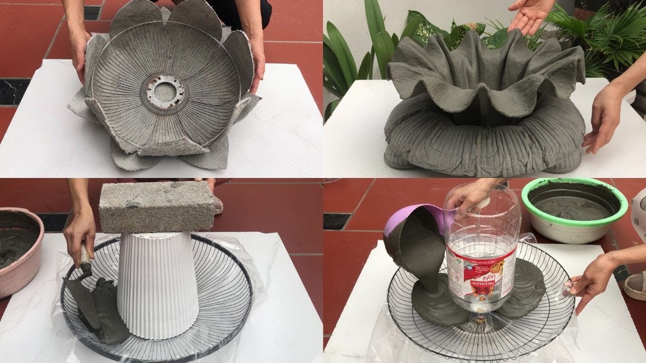 4 ideas for creating extremely unique cement plant pots from fan cages