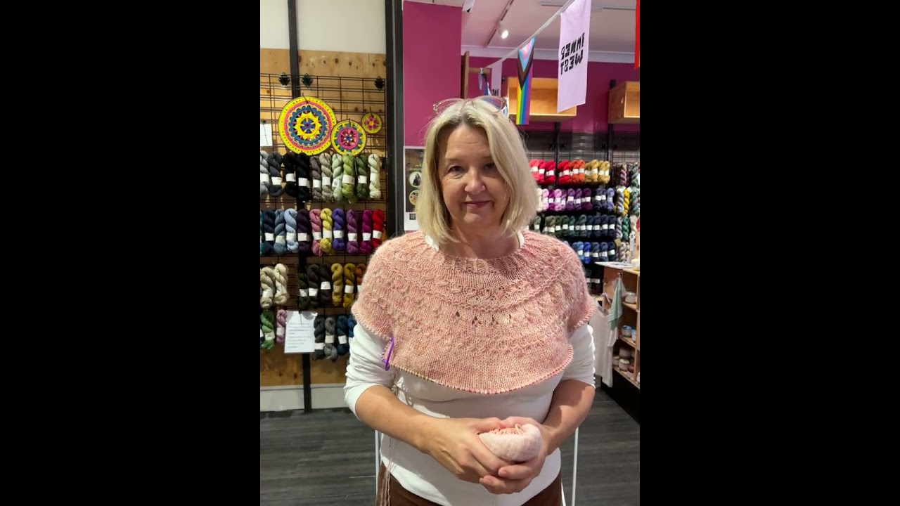 Checking the fit on Janine’s Ranunculus sweater.