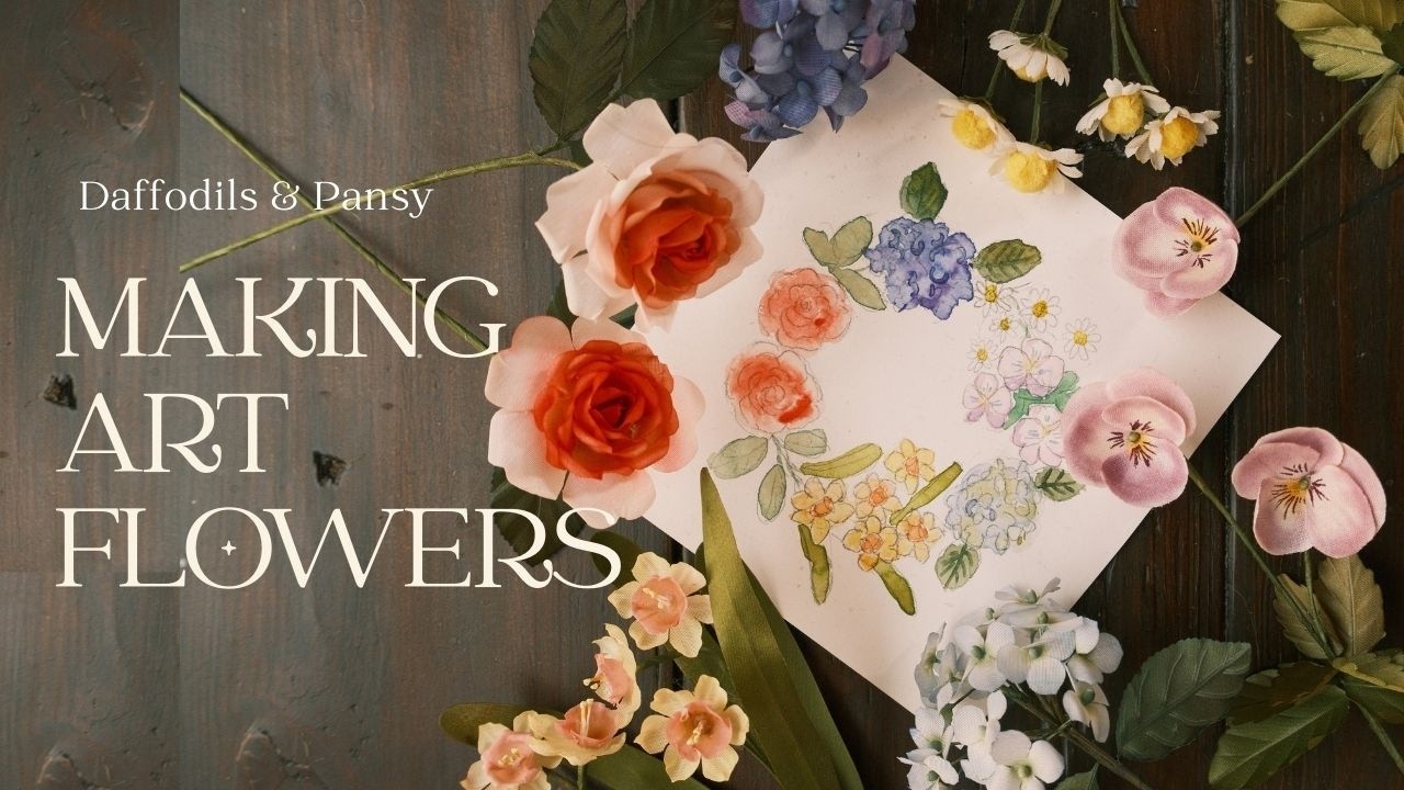 How I create beautiful Pansy & Daffodils flower from fabric Art ASMR