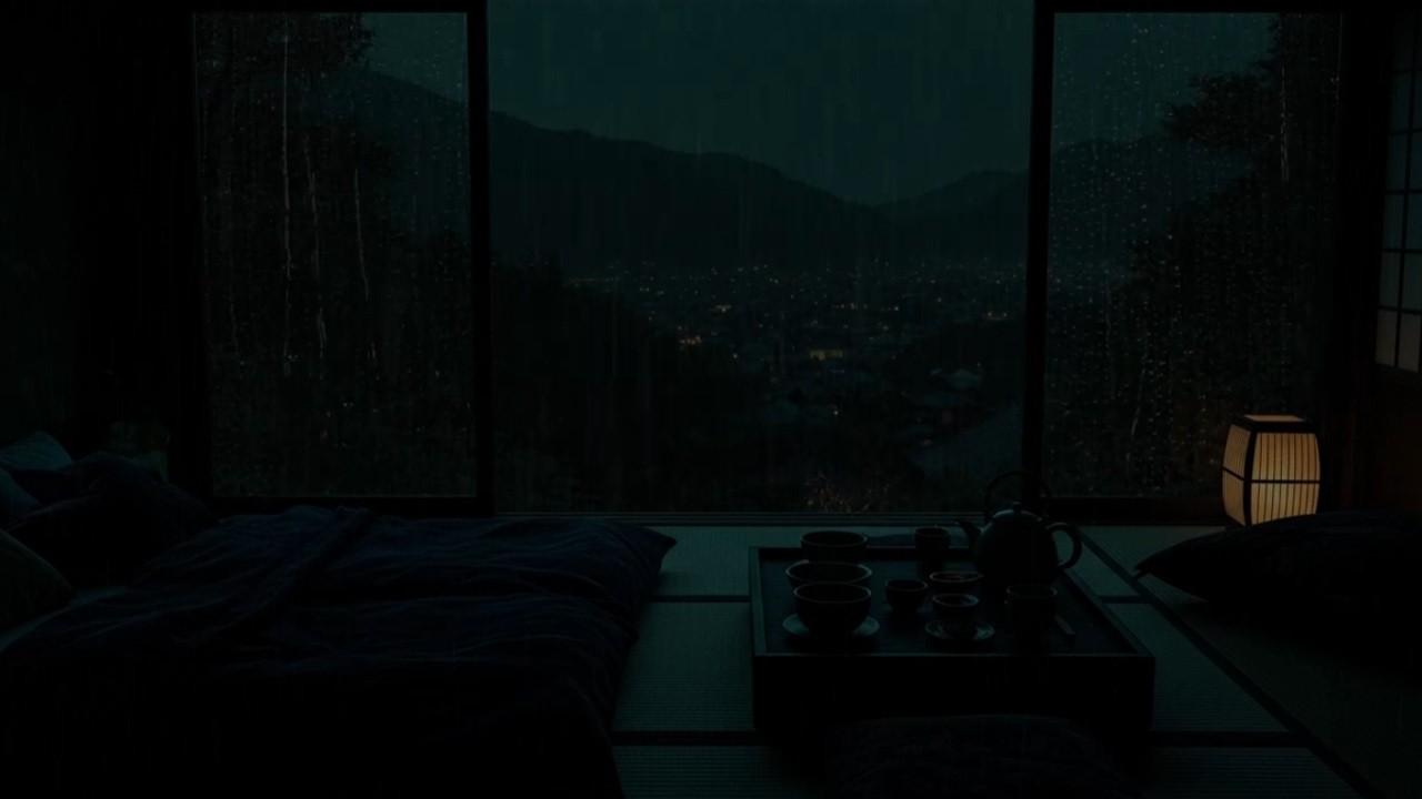 Rain Sounds in a Dark Bedroom (No Ads) Relaxing Ambience for Deep Sleep, Focus, and Meditation