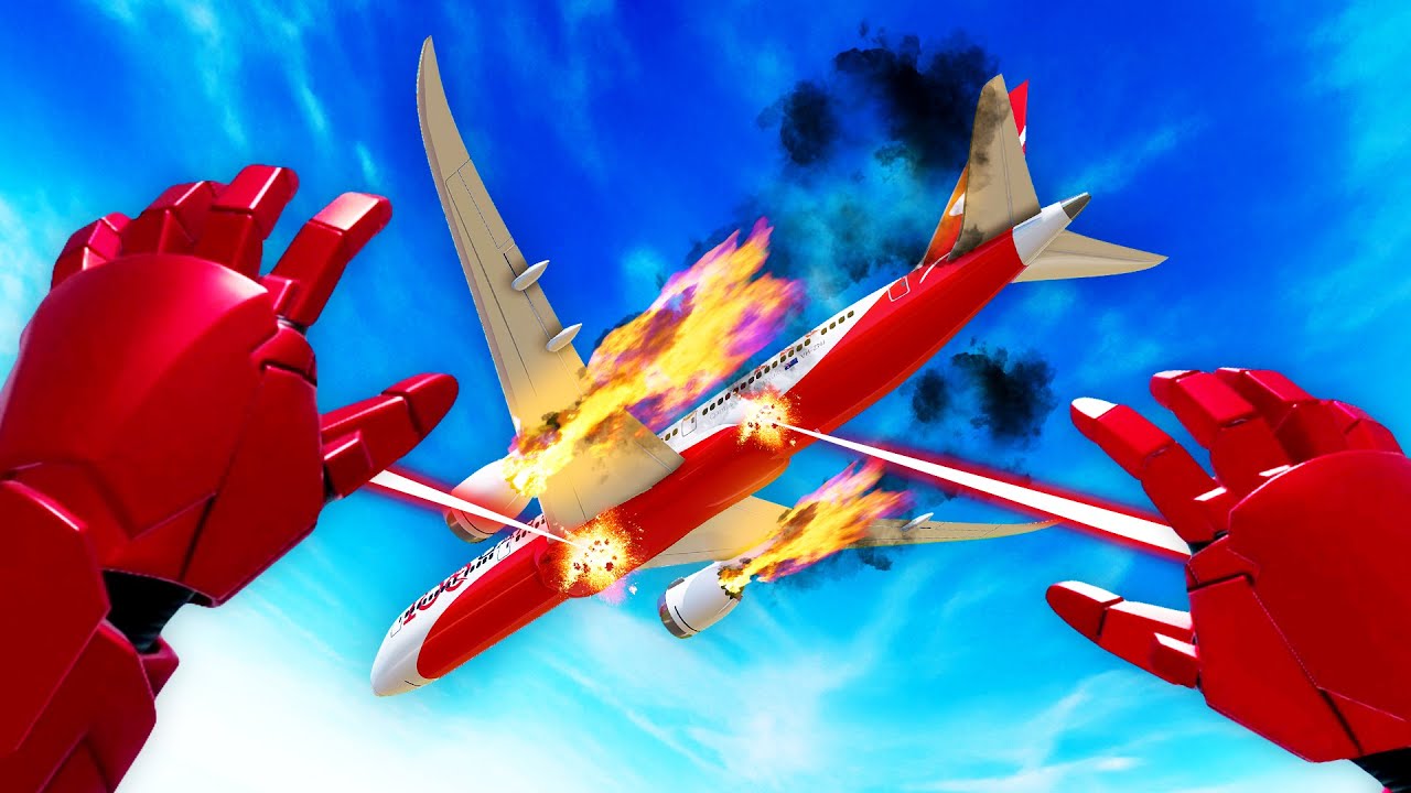 Making a PLANE CRASH as IRON MAN... (Iron Man VR)