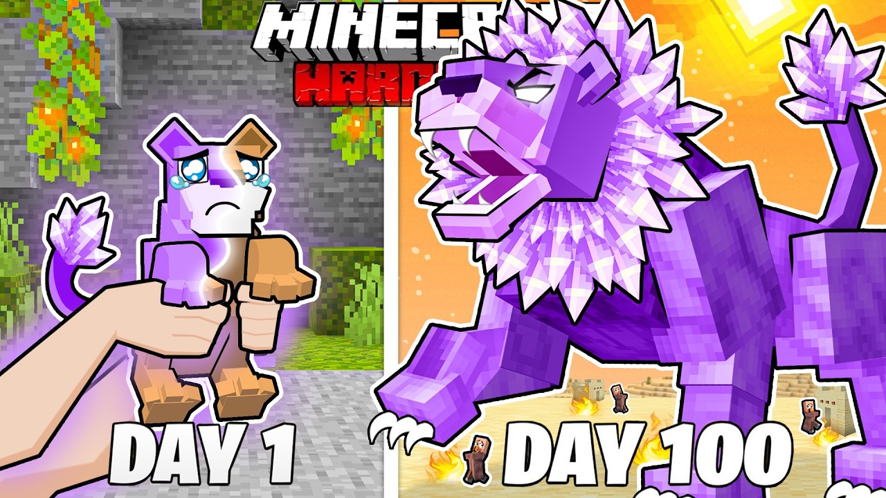 I Survived 100 Days as an AMETHYST LION in HARDCORE Minecraft