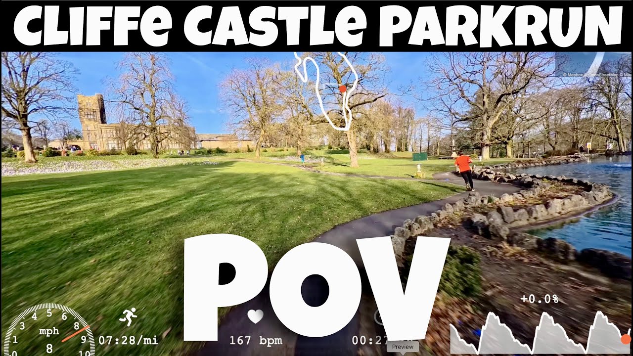 Cliffe Castle Parkrun Keighley - Full Course POV With On Screen Stats