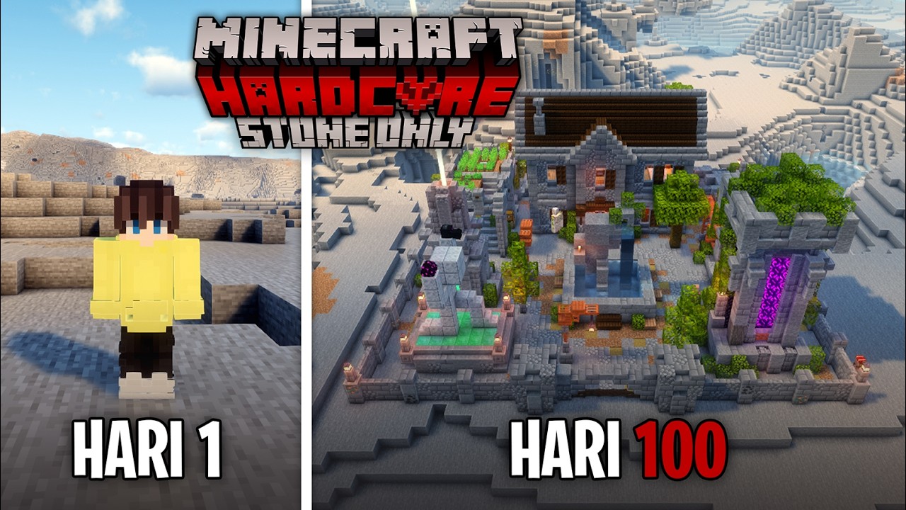 100 Hari di Minecraft Hardcore Tapi Stone Only