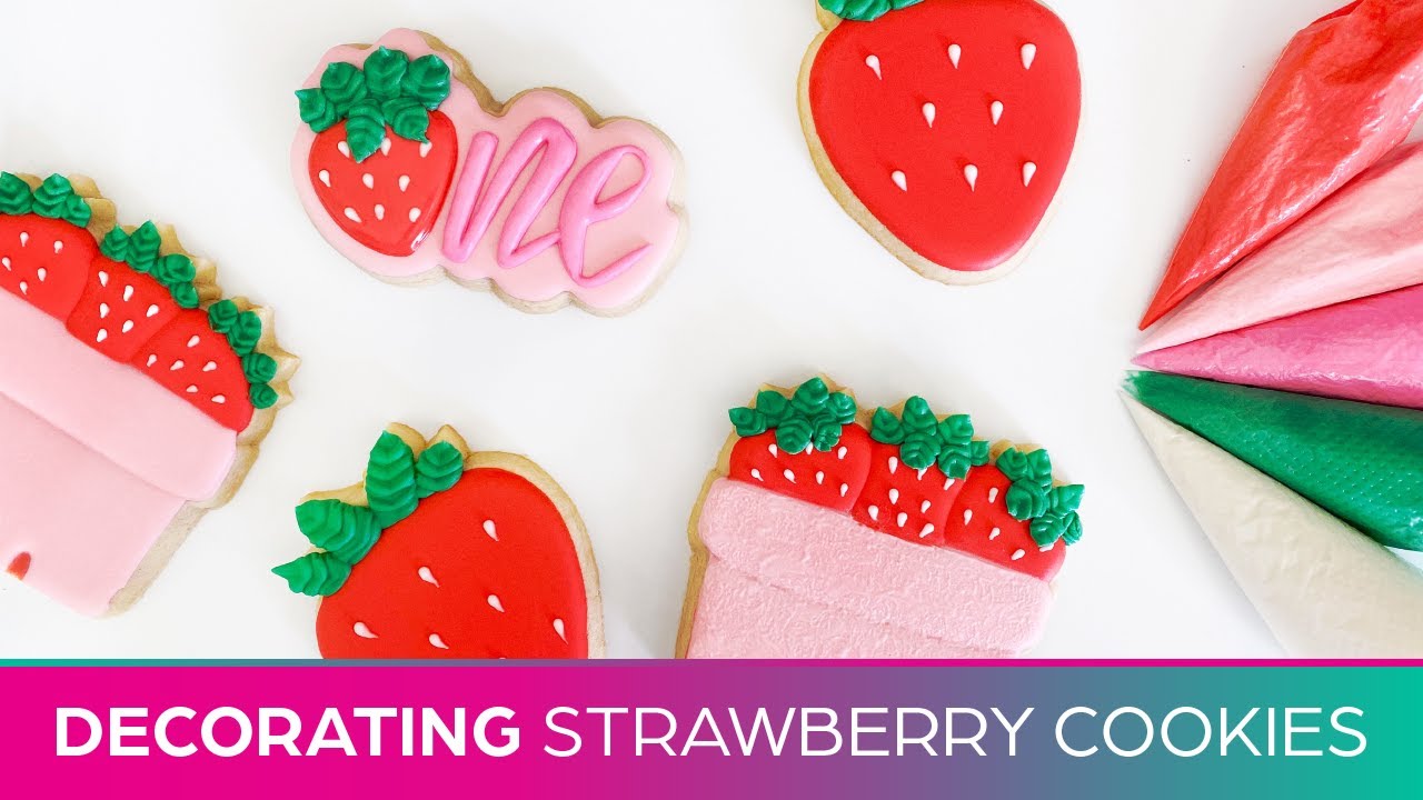 Decorating Strawberry Sugar Cookies (Cutters, Outline, Flood & Texturing)