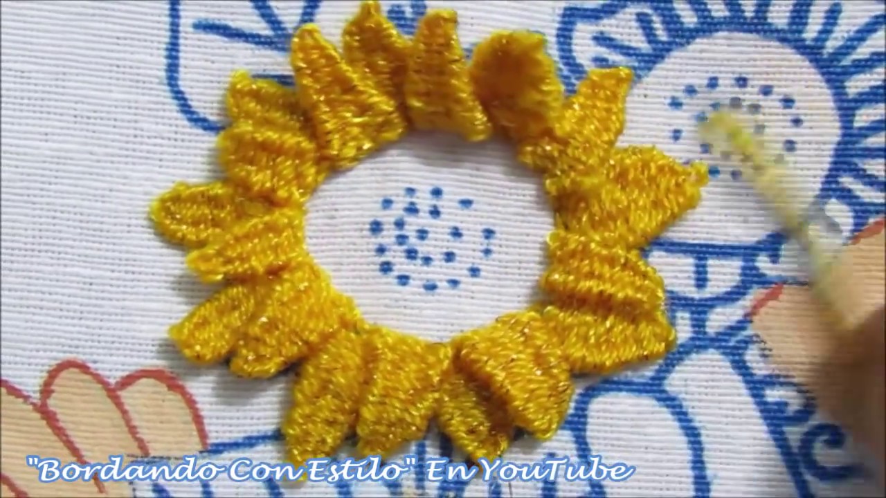 GIRASOL 3D PUNTADA PASO A PASO *BordandoConEstilo*