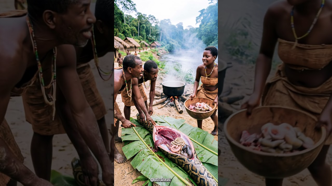 EFE Tribe Hunters Butcher Giant Python for River Feast! 🐍🔥