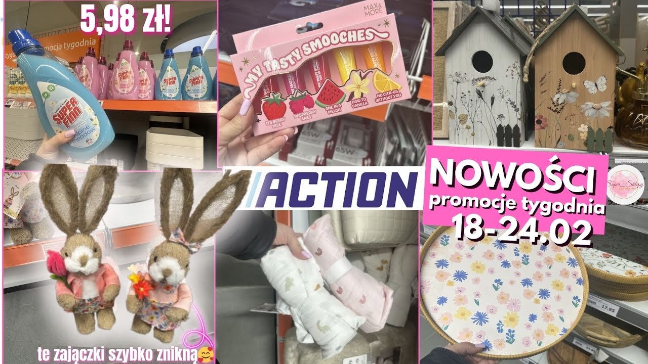 ACTION promocje 18-24.02 🩷🩷🩷 HIT do prania 5,98 zł | Tace i domki z kwiatami | Wiosenne zajaczki 🌸🐇🌸