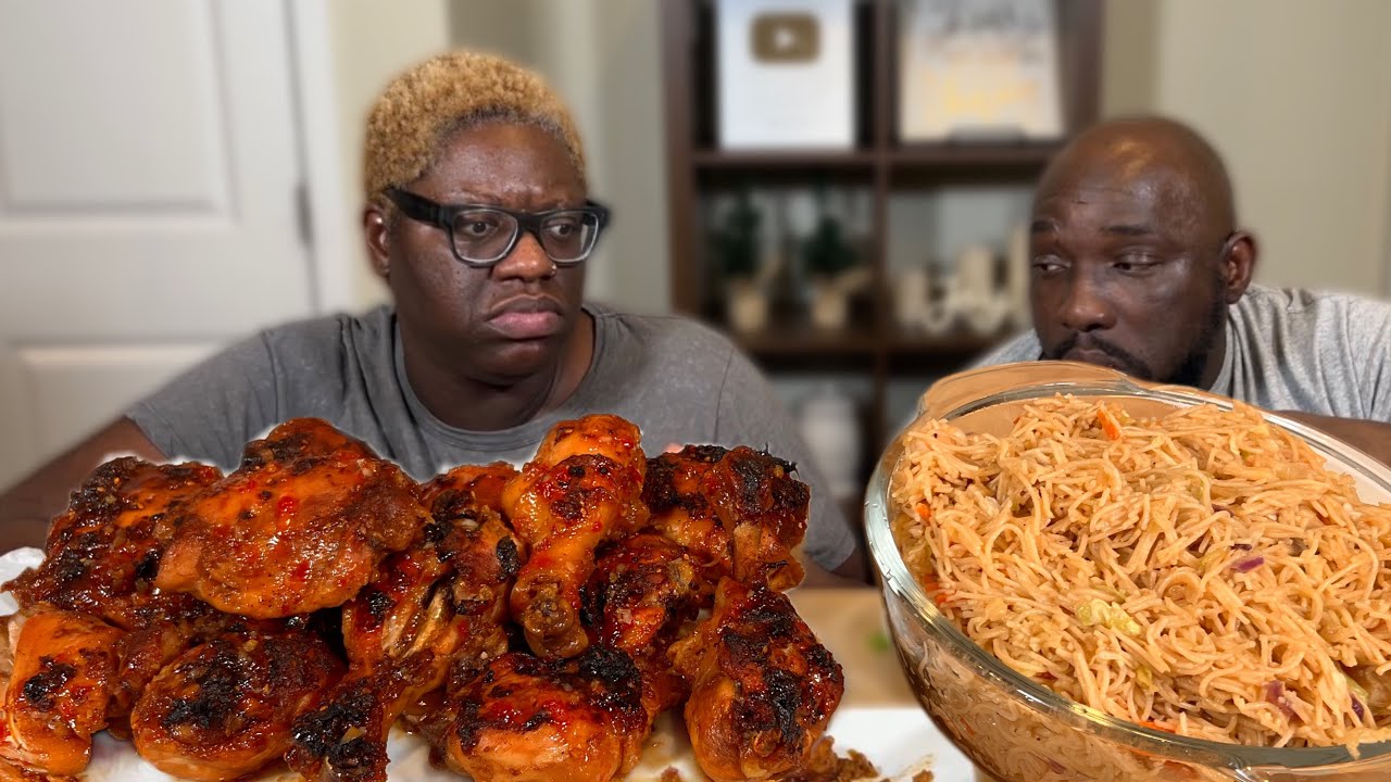 Having Contractions All Day | Teriyaki Chicken & Shrimp Chow Mein Mukbang
