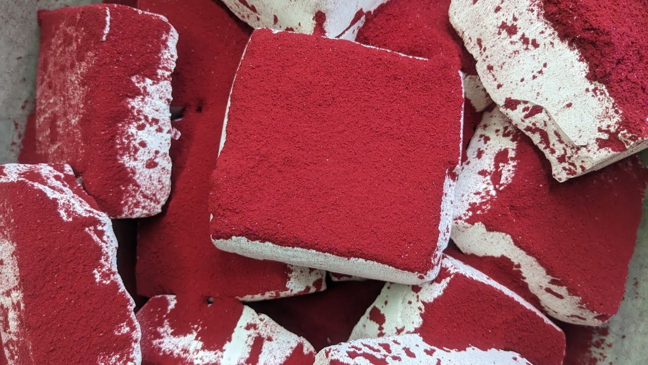 Fresh Gym Chalk Blocks Overloaded Red Holi Powder♥️🙆C/W @Snowbird_asmr 🫶 | Satisfying | Subscribe💕