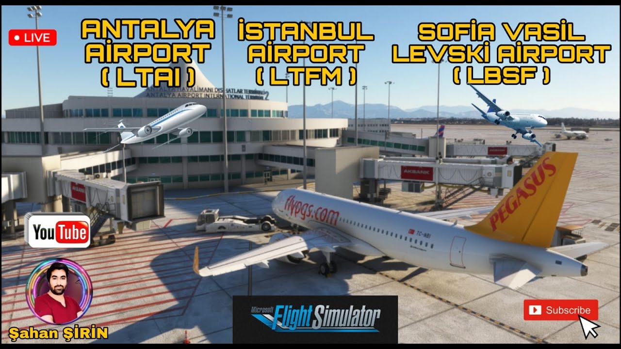 Microsoft Flight Simulator 2020 | Antalya (LTAI) ✈ İstanbul (LTFM) ✈ Sofia Gerçek Zamanlı Uçuş ✈️LVE